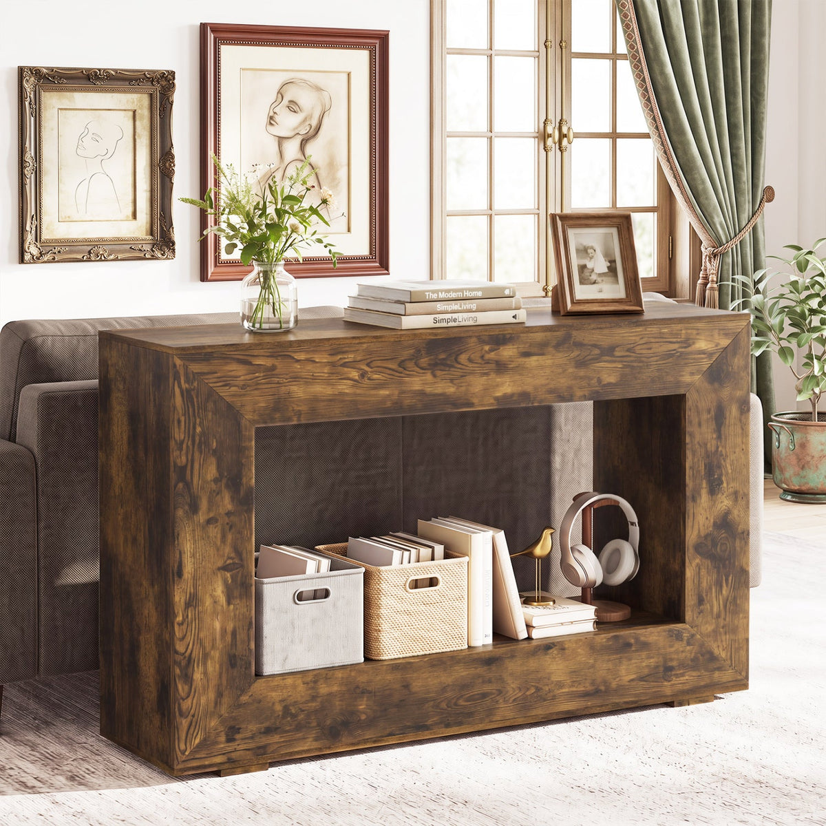 47 inch 2-tier farmhouse console table by DirectDeals, view 2