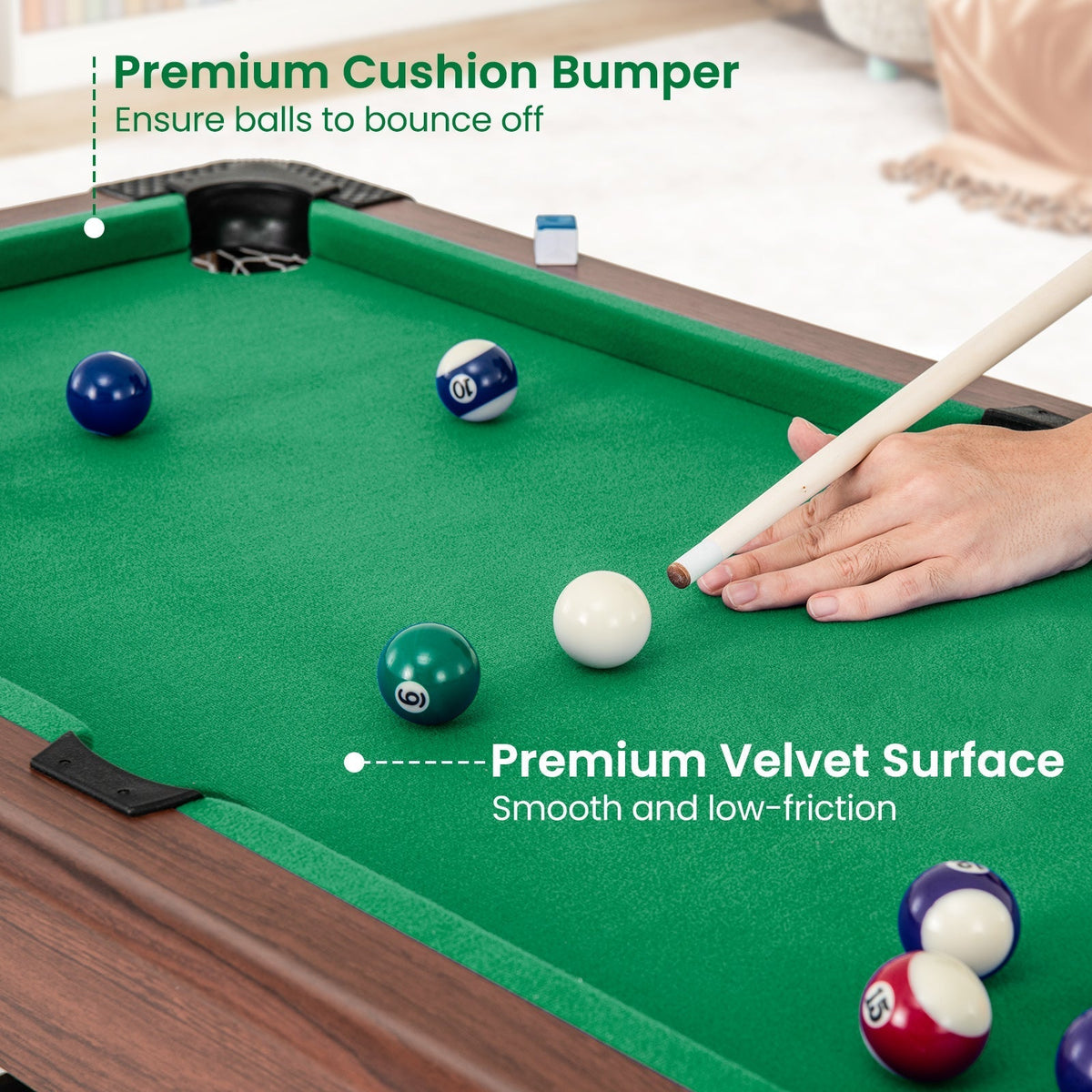 48 inch wooden kids pool table with cues by GBruno Store, view 9