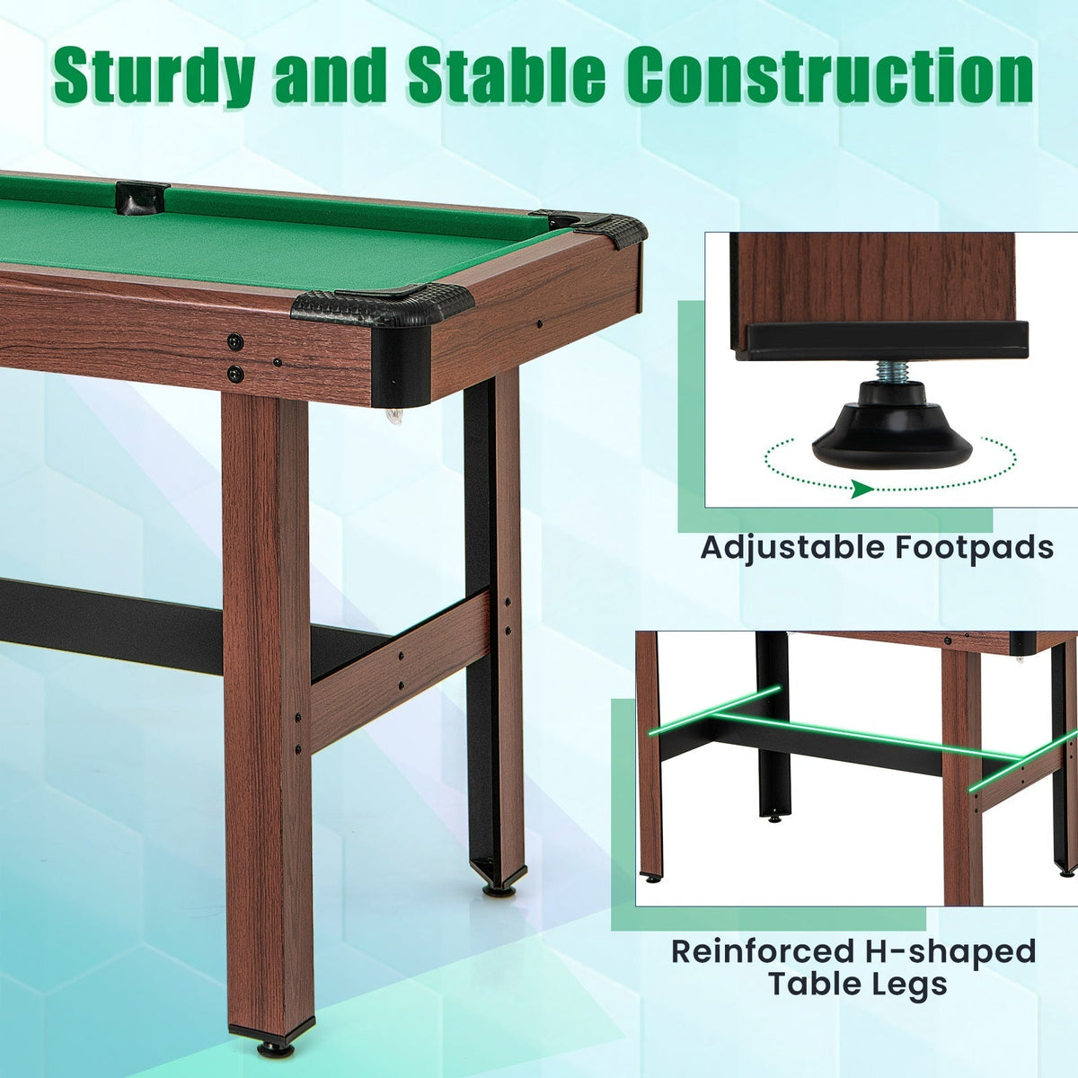 48 inch wooden kids pool table with cues by GBruno Store, view 11