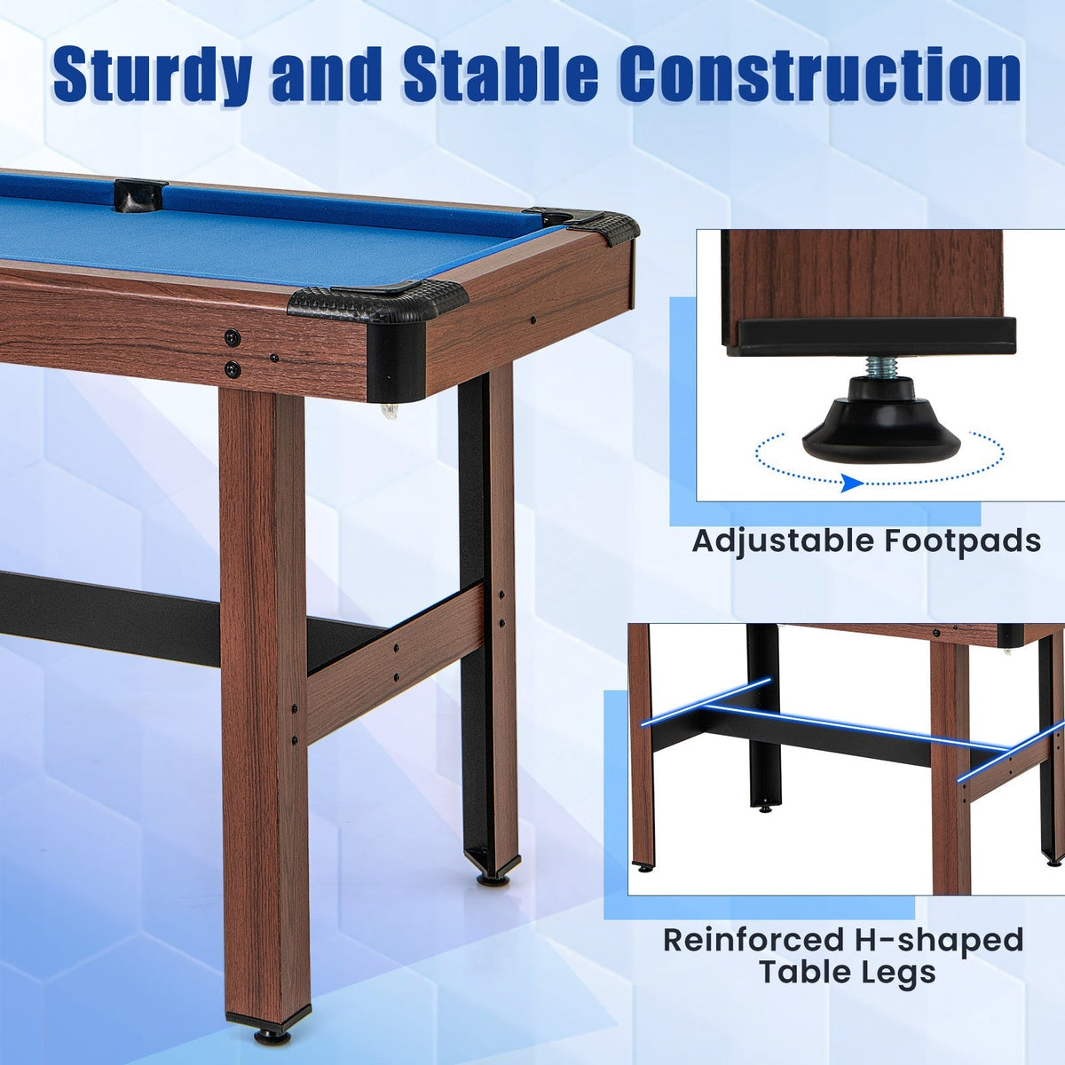 48 inch wooden pool game table, GBruno Store, view 14