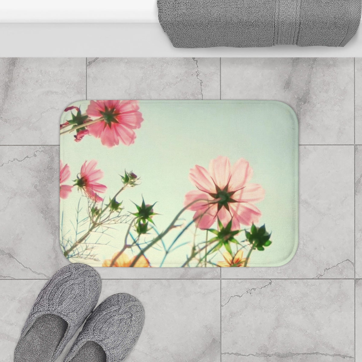 Flowers In The Field Bath Mat by Yellow Pandora