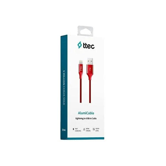 Ttec Aluminum Braided Lightning Cable: Durable, Fast Charging USB Cable for iPhones & iPads - 1.2m/4ft by Beauty Care Bag