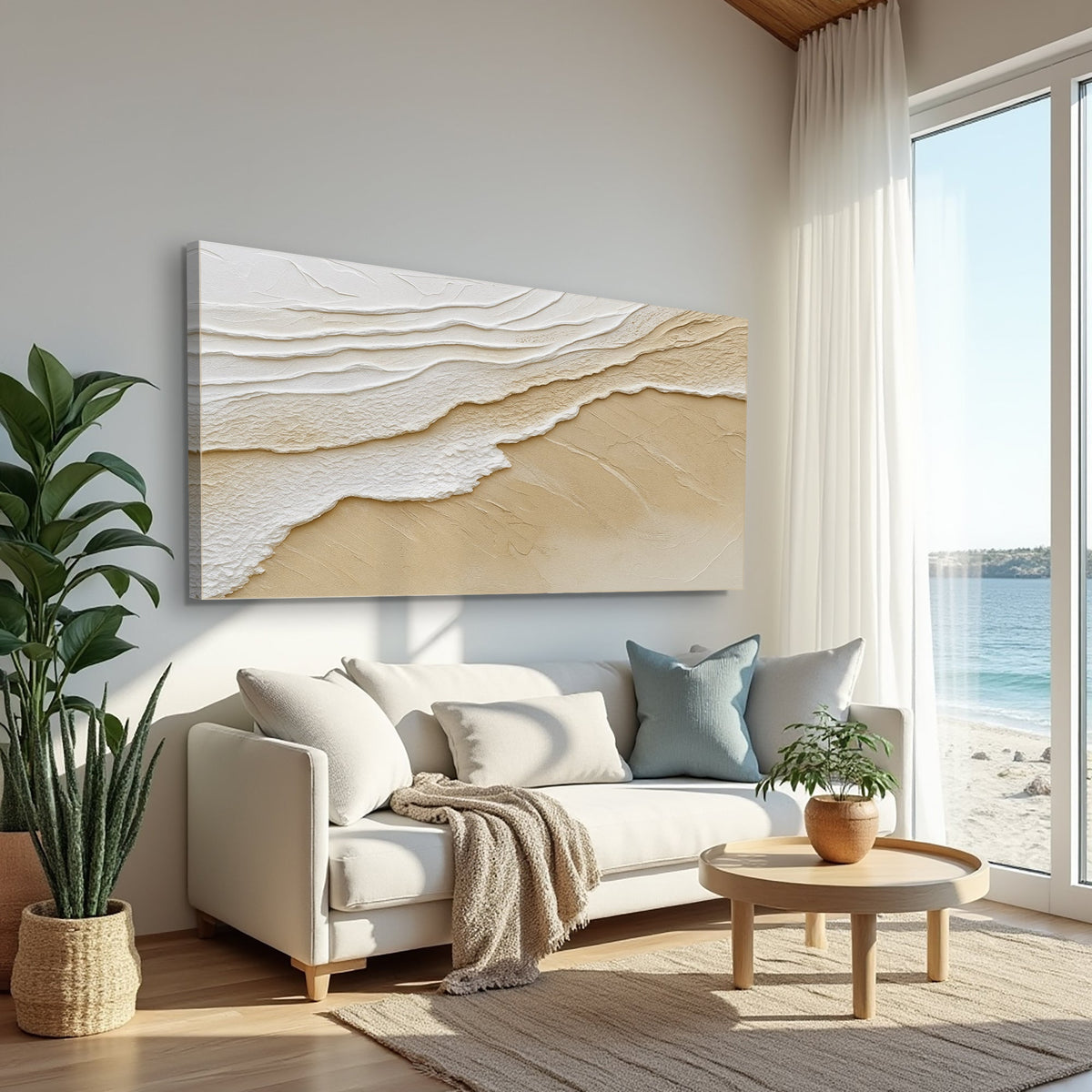 Neutral Ocean Waves Wall Art by Tailored Canvases