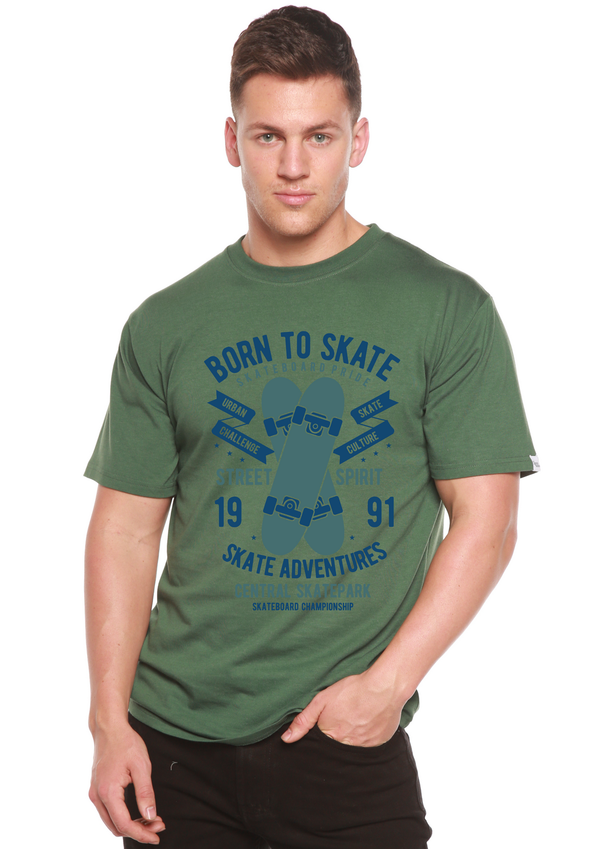 Born to Skate men's bamboo graphic T-shirt – view 6