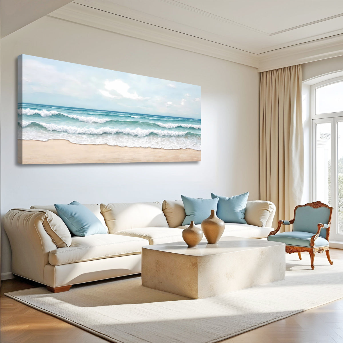 Serene Ocean Wave Coastal Wall Art by Tailored Canvases