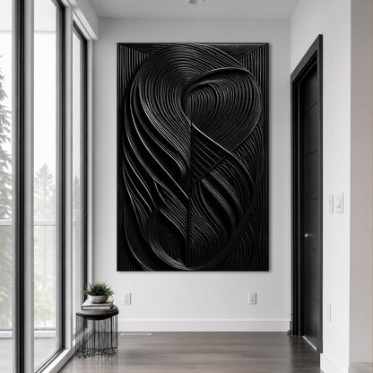 Modern Black Waves Wall Art by Tailored Canvases
