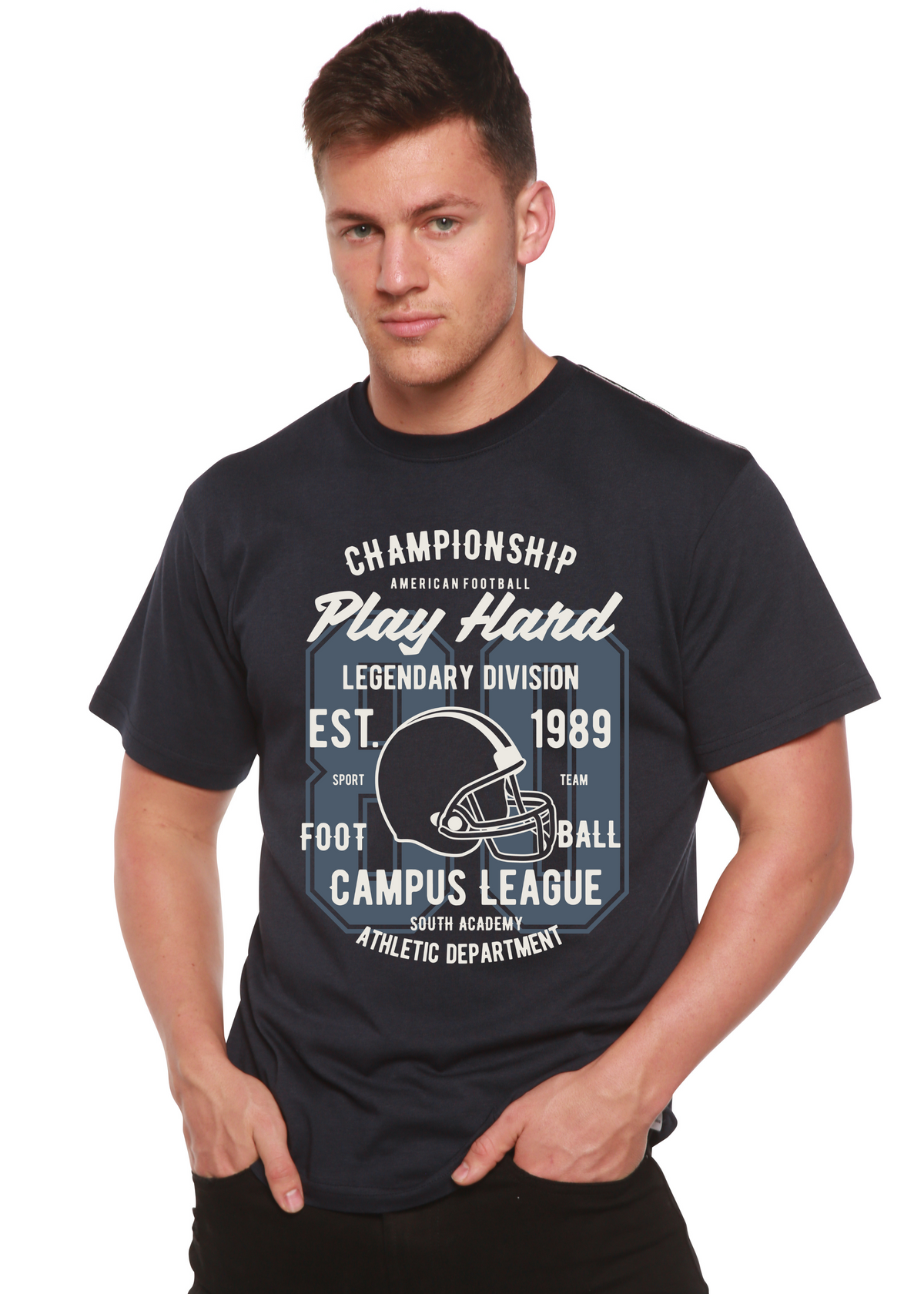 Play Hard men's bamboo graphic T-shirt – view 4