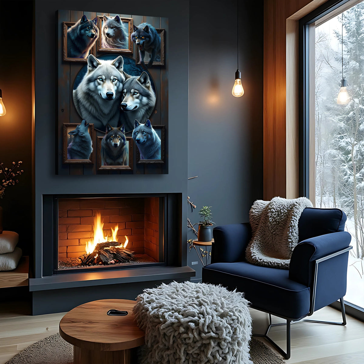 3D Wolf Collage Wall Art II canvas by Tailored Canvases, view 4
