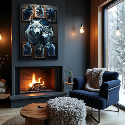 3D Wolf Collage Wall Art II canvas by Tailored Canvases, view 4