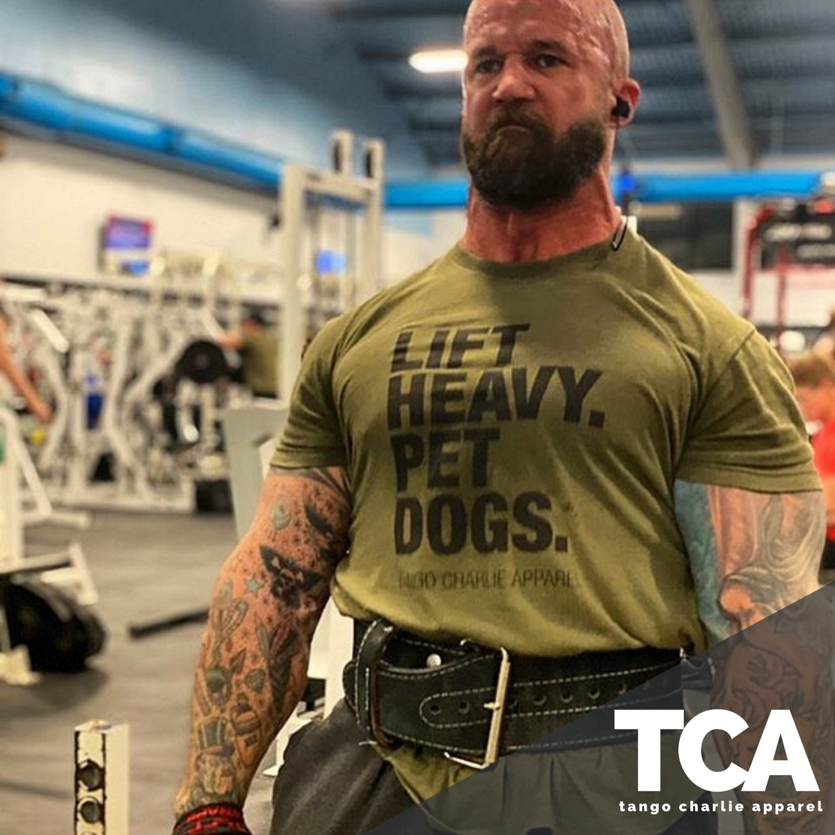Lift Heavy. Pet Dogs. - Tee by Tango Charlie Apparel