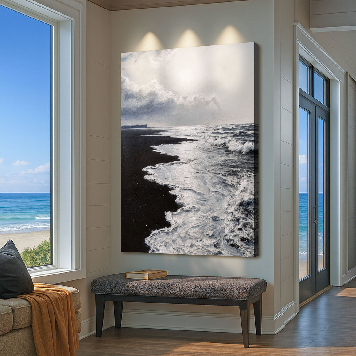 Black & White Waves Abstract Wall Art by Tailored Canvases