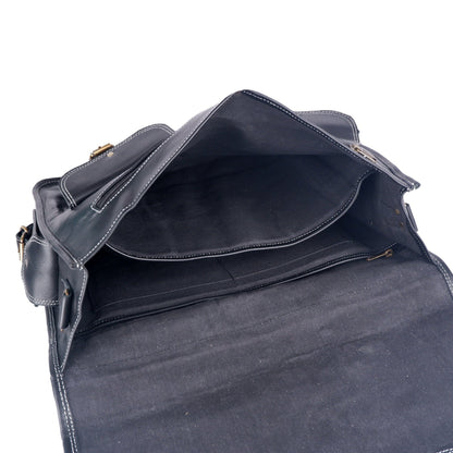 The Retro Black + FREE Toiletry Bag by Classy Leather Bags