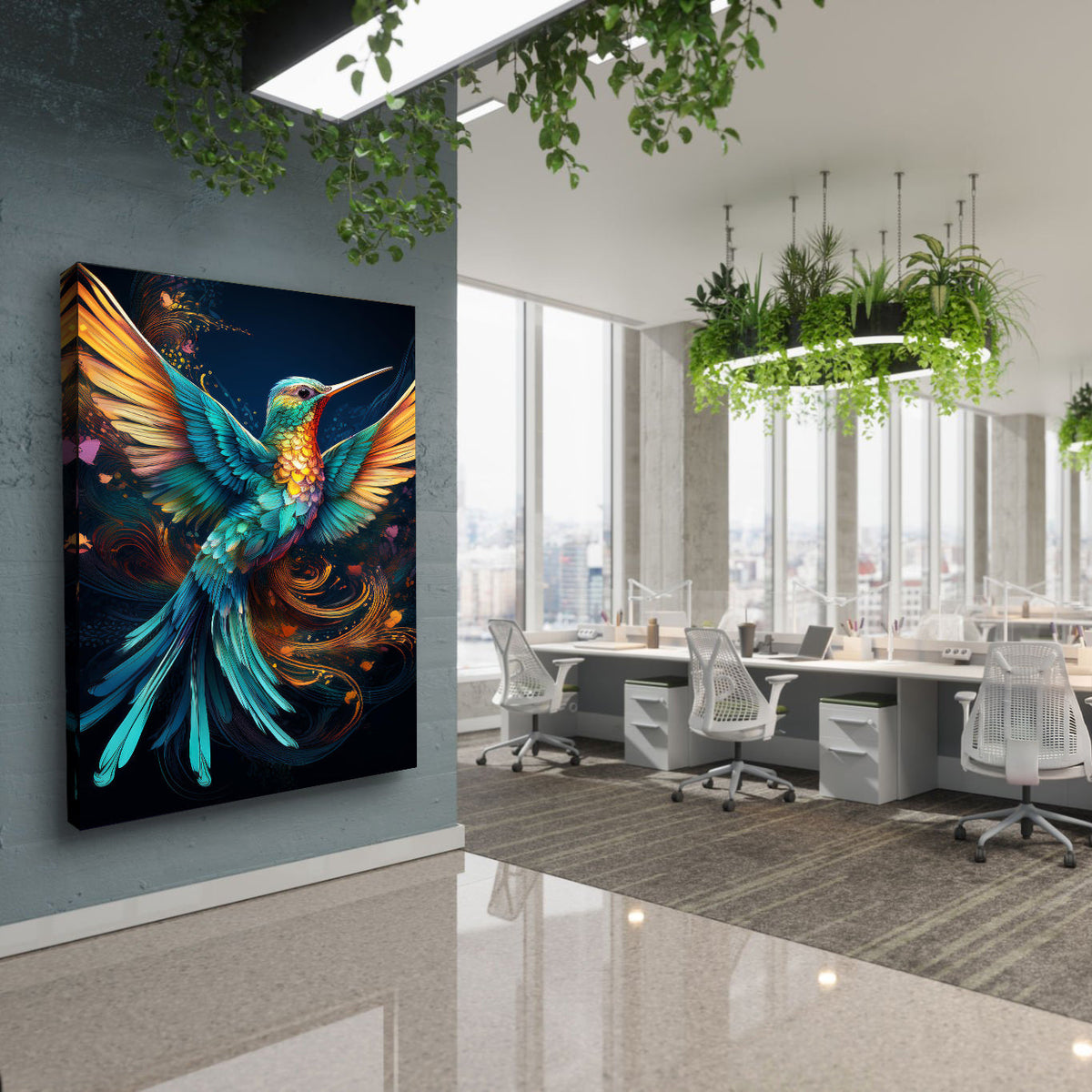 Humming Bird Abstract Wall Art II by Tailored Canvases