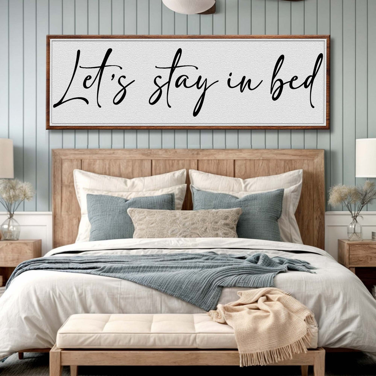 Let's Stay in Bed Bedroom Sign II by Tailored Canvases