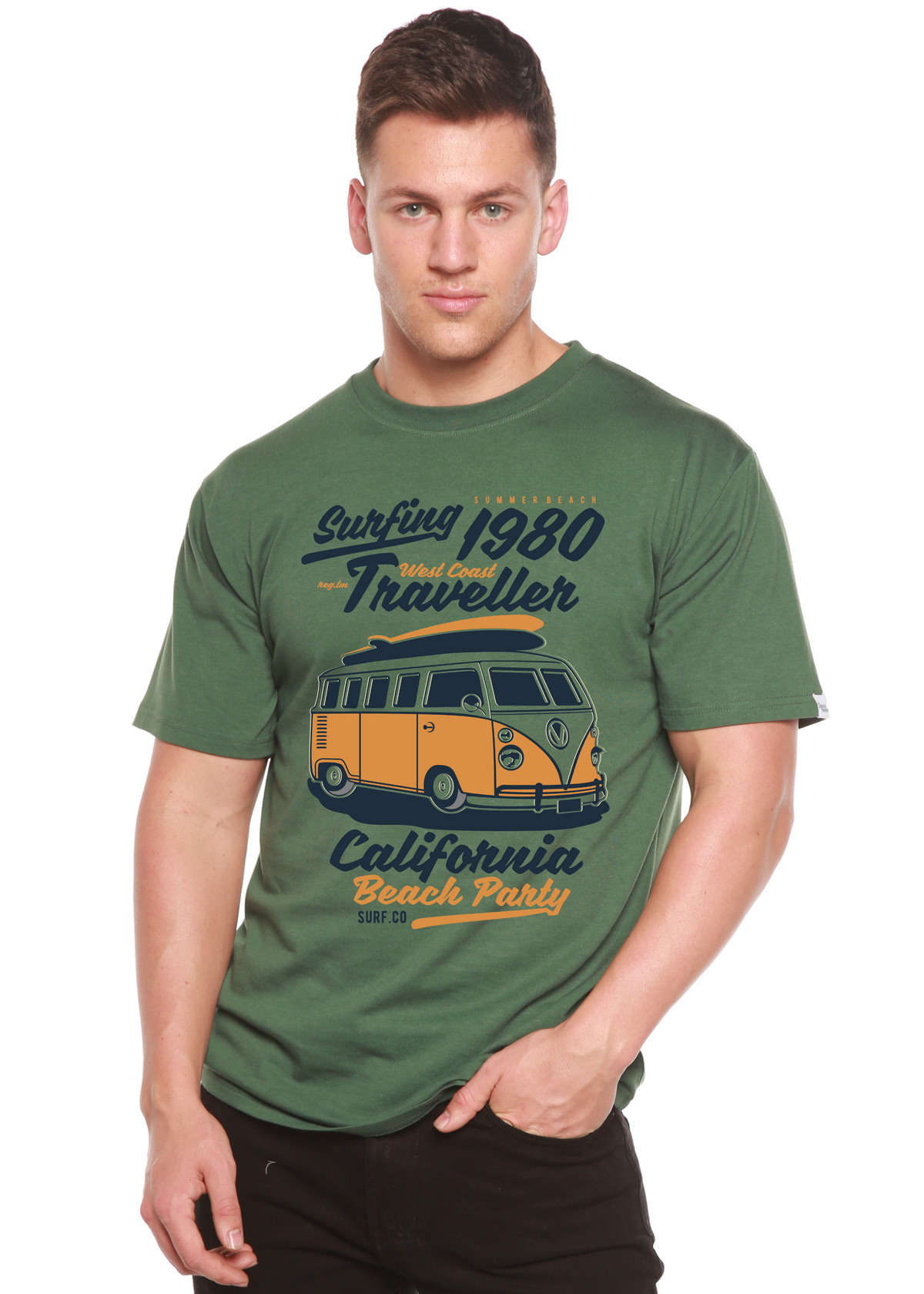 Surfing 1980 men's bamboo graphic T-shirt – view 5