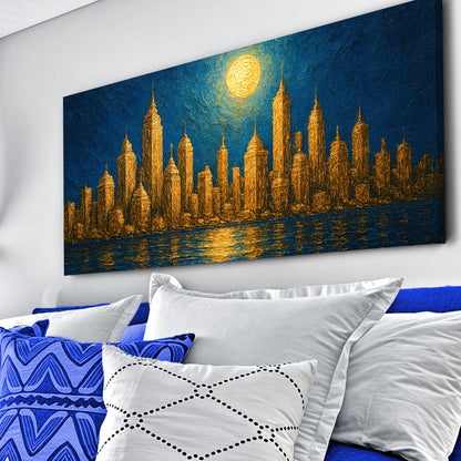 Golden Metropolis Cityscape Impasto Wall Art by Tailored Canvases