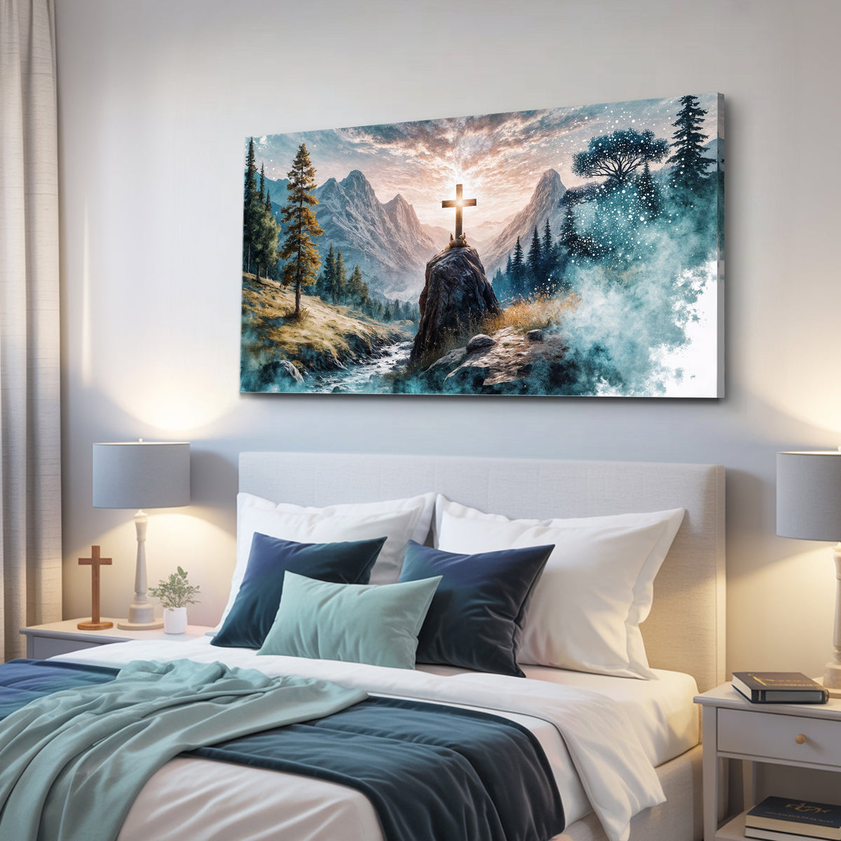 Cross On A Hill Faith Wall Art by Tailored Canvases