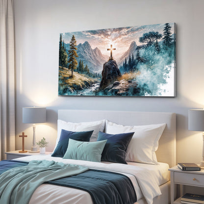 Cross On A Hill Faith Wall Art by Tailored Canvases