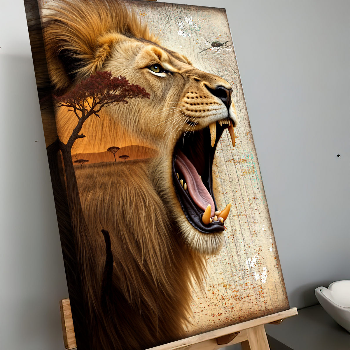 Lion Double Exposure Wall Art by Tailored Canvases