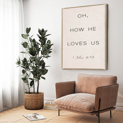 Oh How He Loves Us Faith Sign II canvas wall sign by Tailored Canvases, view 4