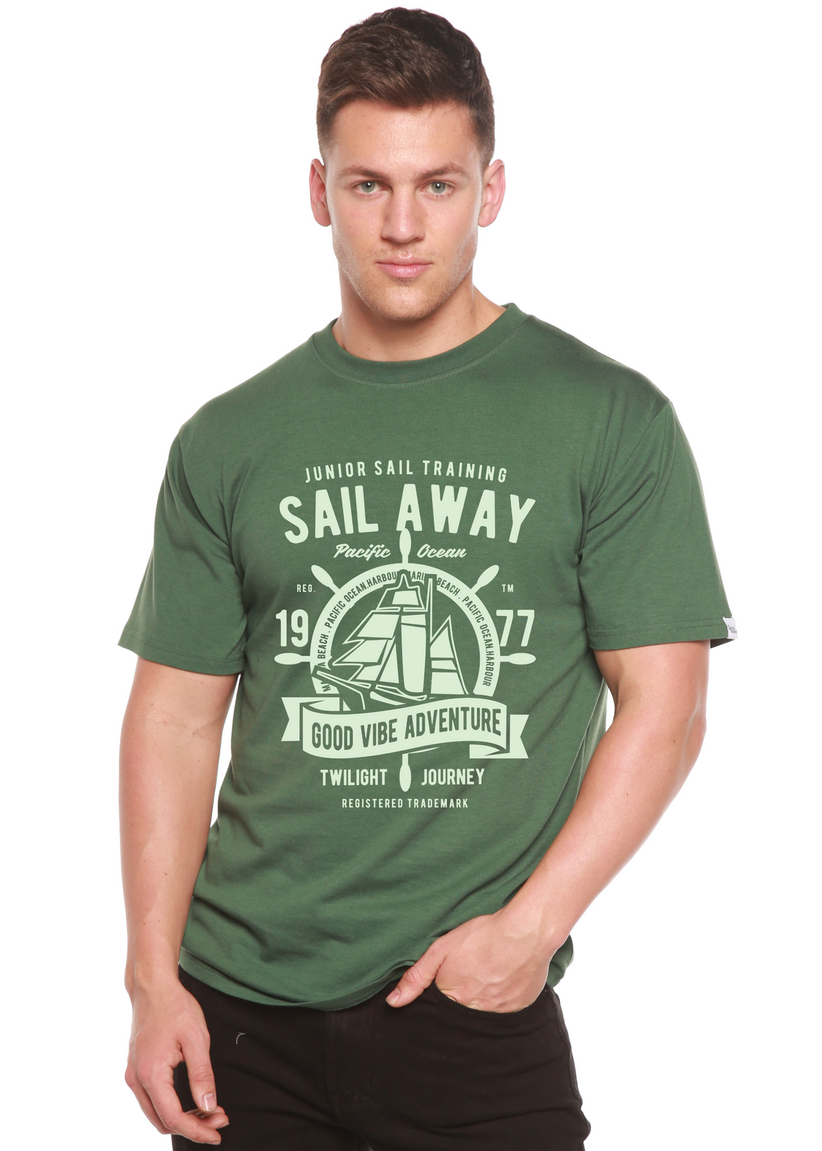Sail Away men's short sleeve graphic T-shirt in bamboo viscose and organic cotton