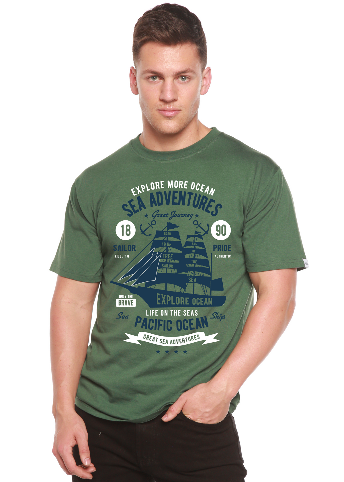 Sea Adventures men's bamboo graphic T-shirt – view 5
