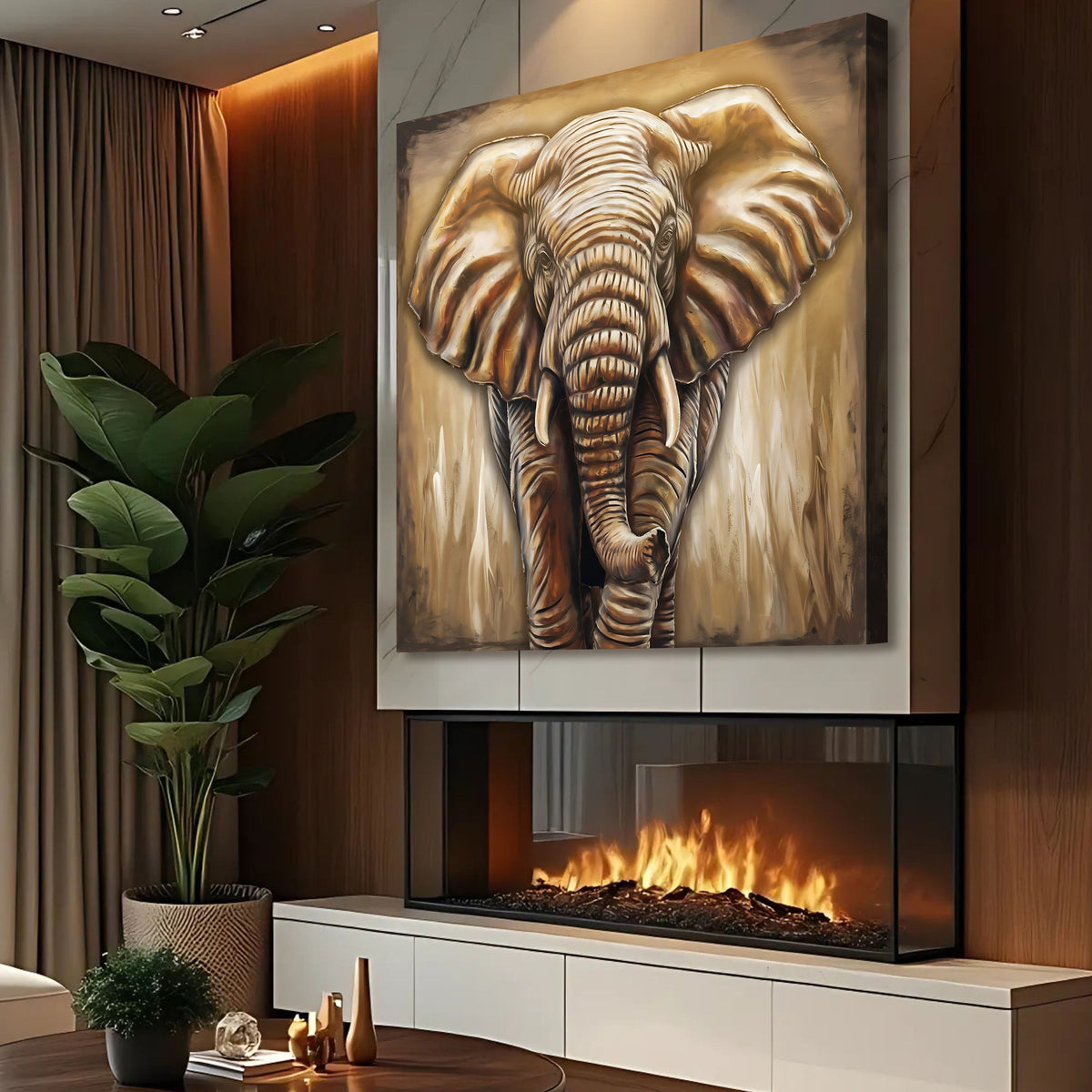3D Elephant Wall Art canvas by Tailored Canvases, view 4