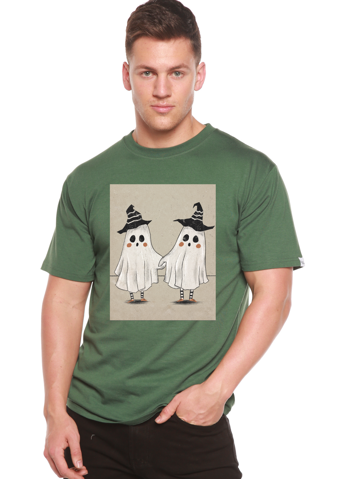 Cute Ghost men's bamboo graphic T-shirt – view 4