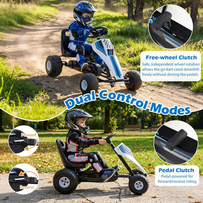 4-Wheel Ride On Toy Pedal Go Kart for Kids with Steering Wheel and Safe Handbrake by GBruno Store