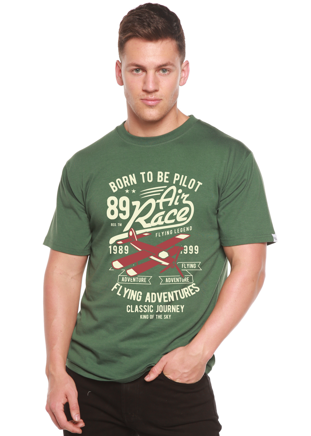 Born to Be Pilot men's bamboo graphic T-shirt – view 6