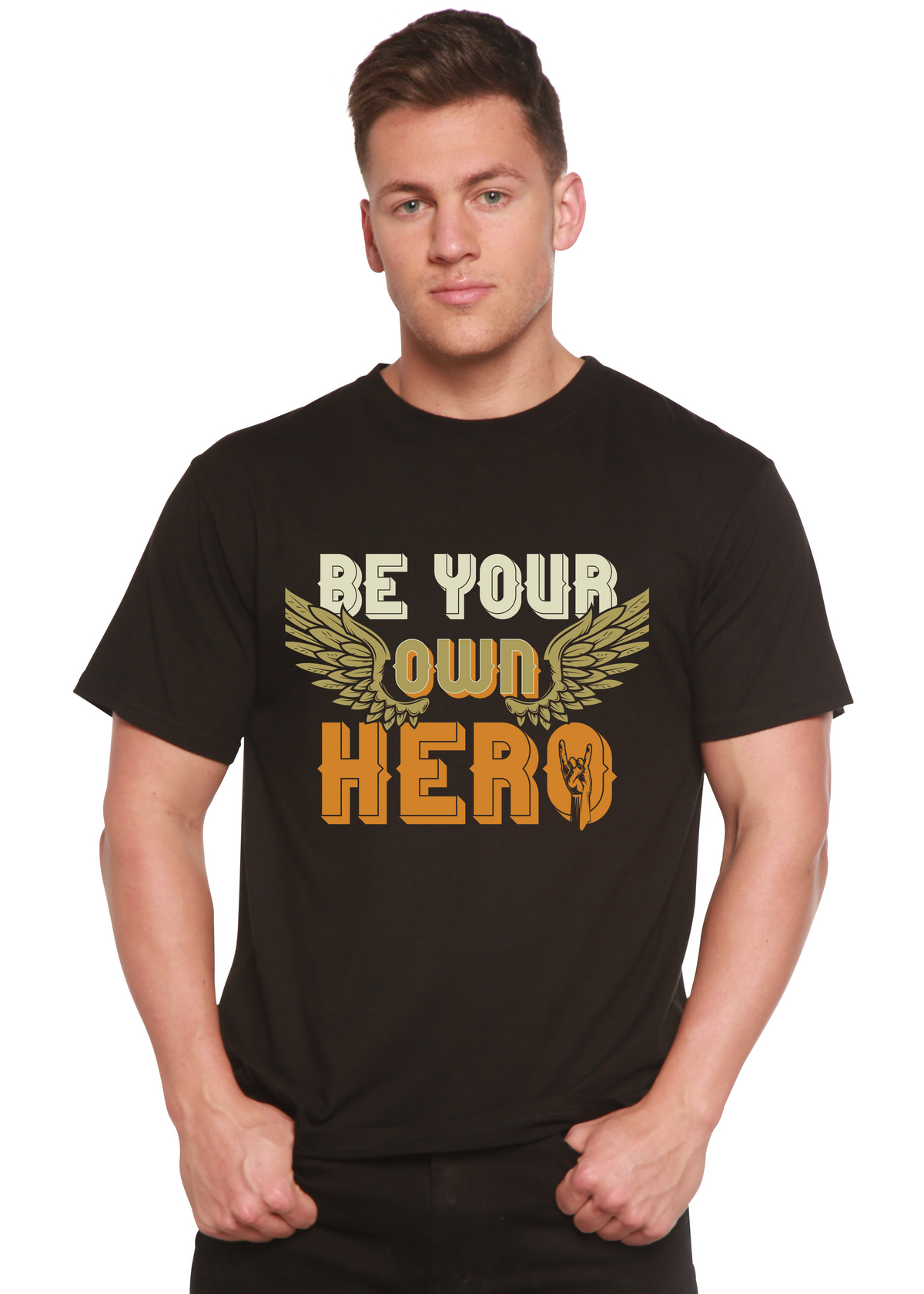 Be Your Own Hero men's short sleeve graphic T-shirt in bamboo viscose and organic cotton