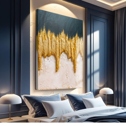 Abstract Blue And Gold Wall Art by Tailored Canvases