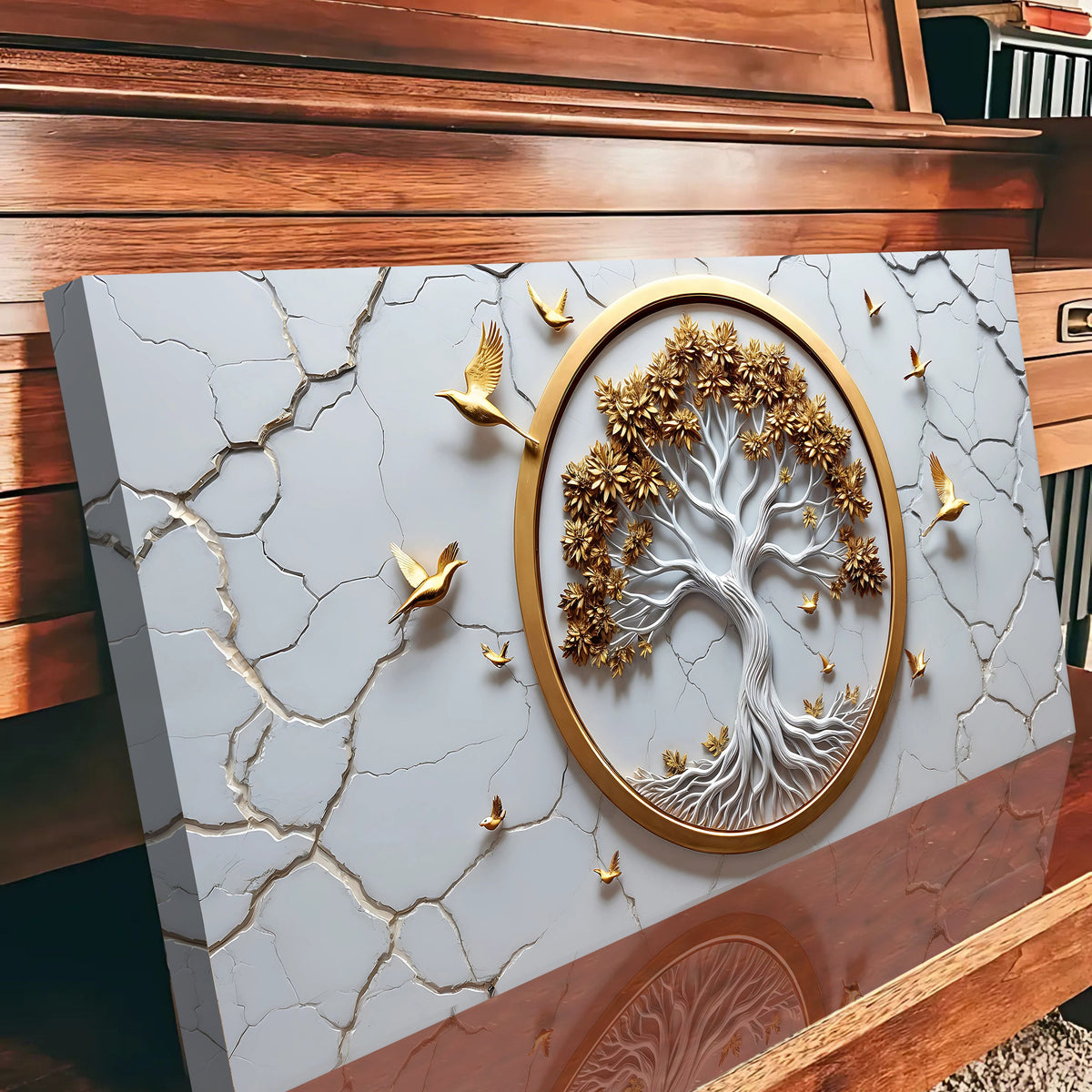 3D Celtic Tree of Life Wall Art, White canvas by Tailored Canvases, view 4