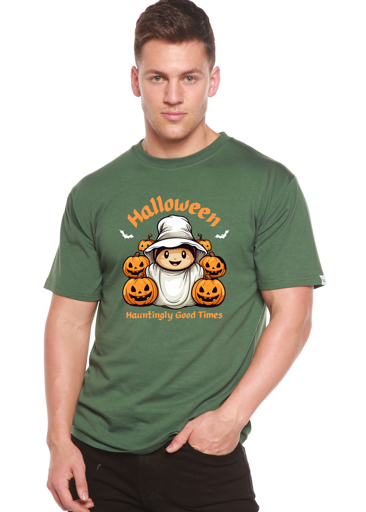 Halloween Hauntingly Good Times Day men's bamboo graphic T-shirt – view 6