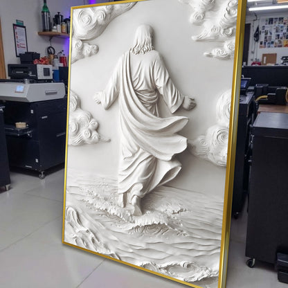 3D Minimalist Jesus Walking on Water Wall Art canvas by Tailored Canvases, view 4