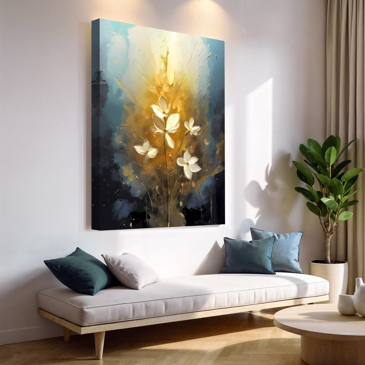 Golden Glow Elegant Flower Wall Art by Tailored Canvases