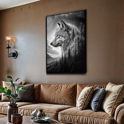Wolf Double Exposure Wall Art II by Tailored Canvases