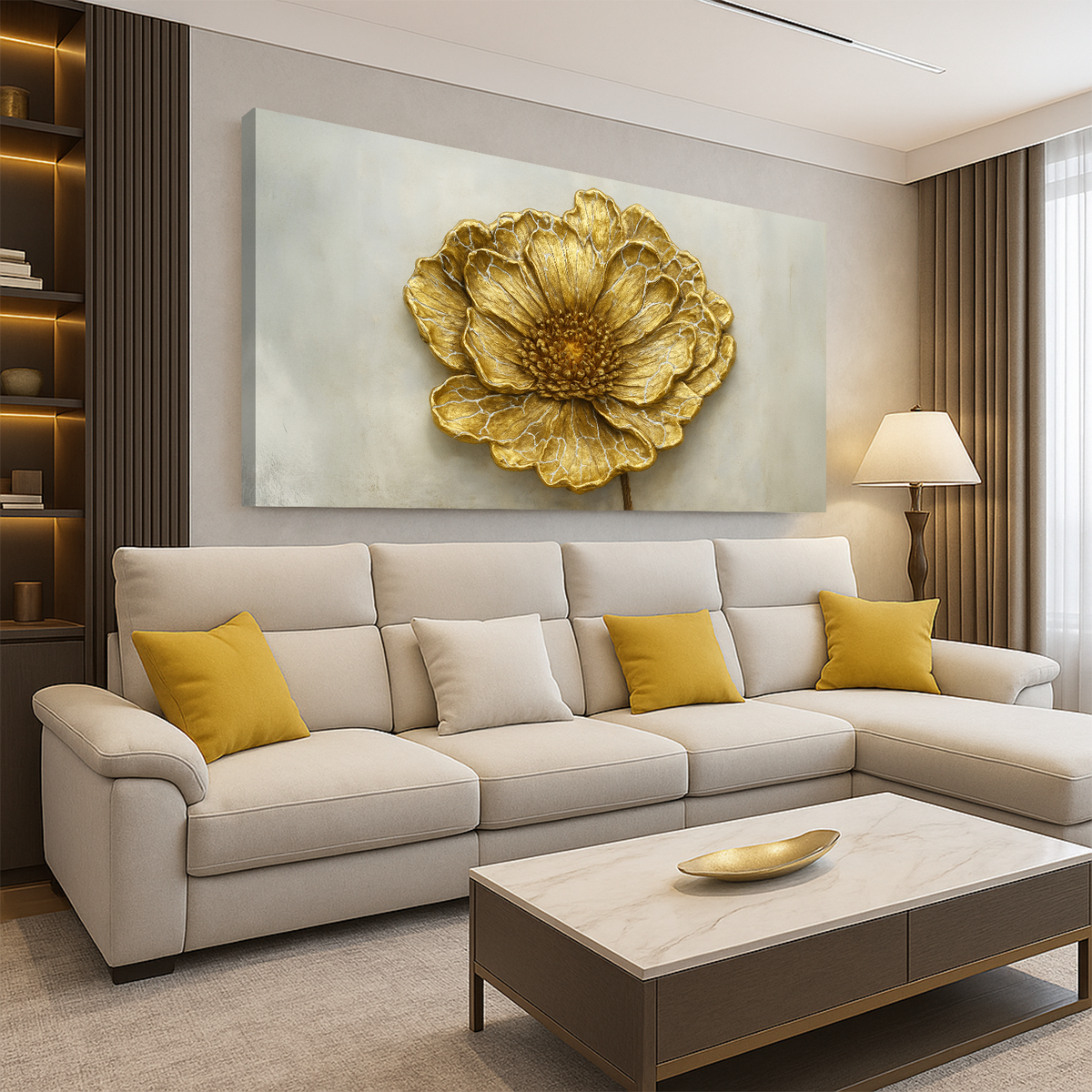 Golden Dandelion Minimalist Abstract Wall Art VI by Tailored Canvases