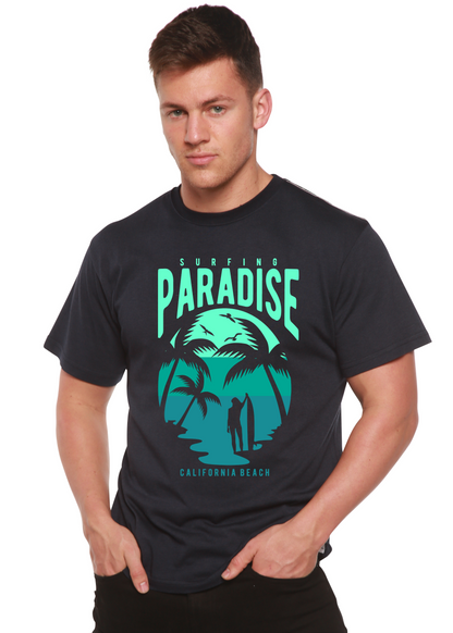 Surfing Paradise California men's short sleeve graphic T-shirt in bamboo viscose and organic cotton