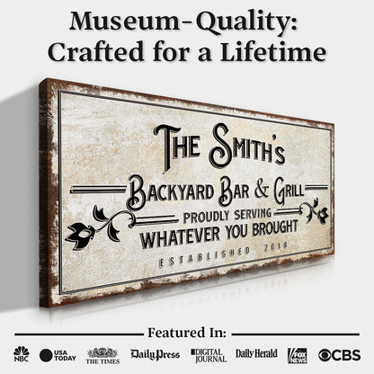 Backyard Bar & Grill Sign by Tailored Canvases
