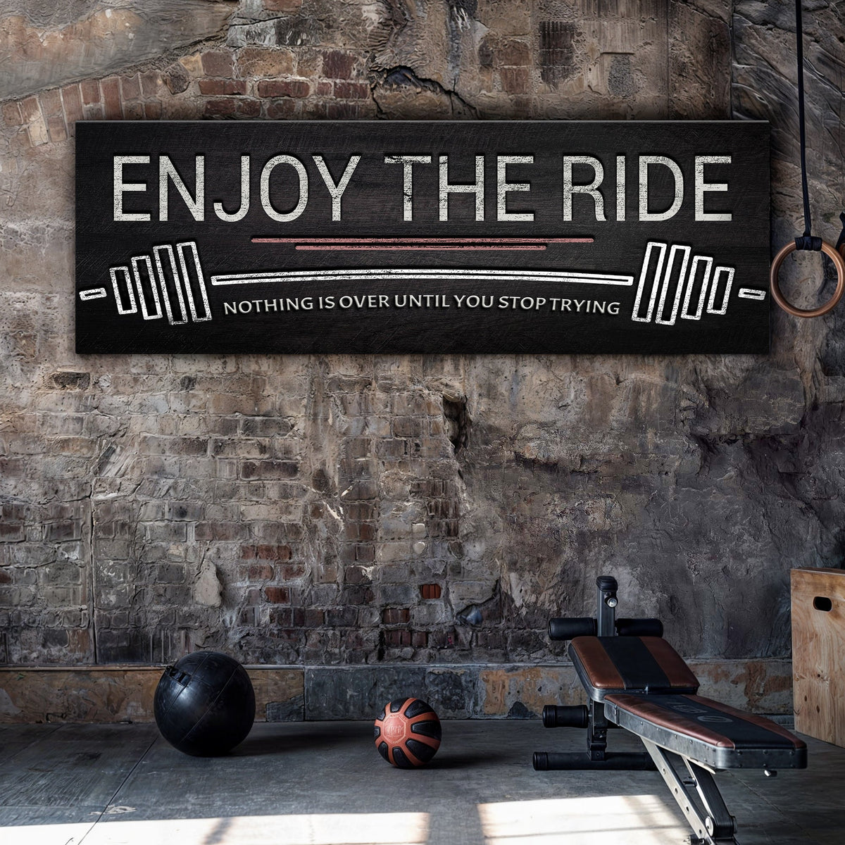 Enjoy The Ride Gym Sign by Tailored Canvases