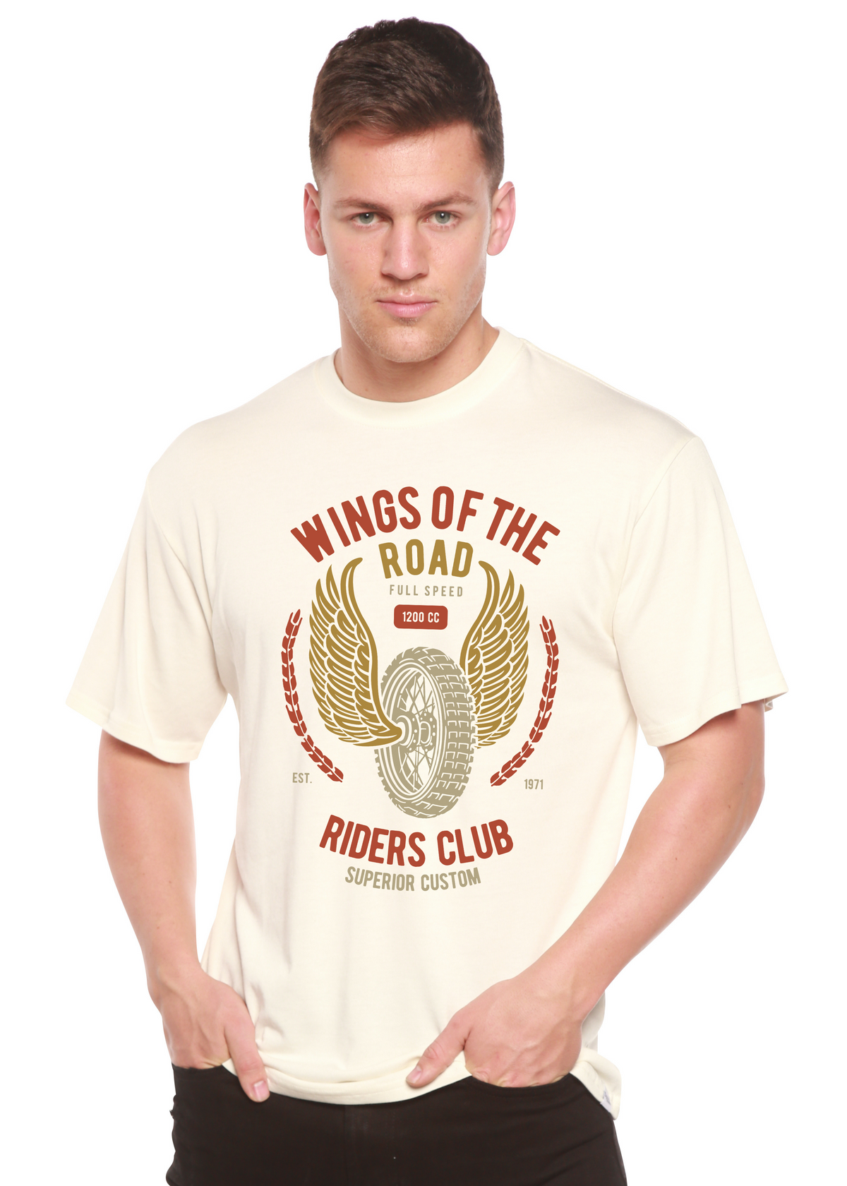 Wings of the Road men's bamboo graphic T-shirt – view 2