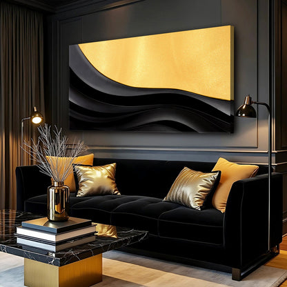 Black And Gold Minimalist Abstract VIII by Tailored Canvases