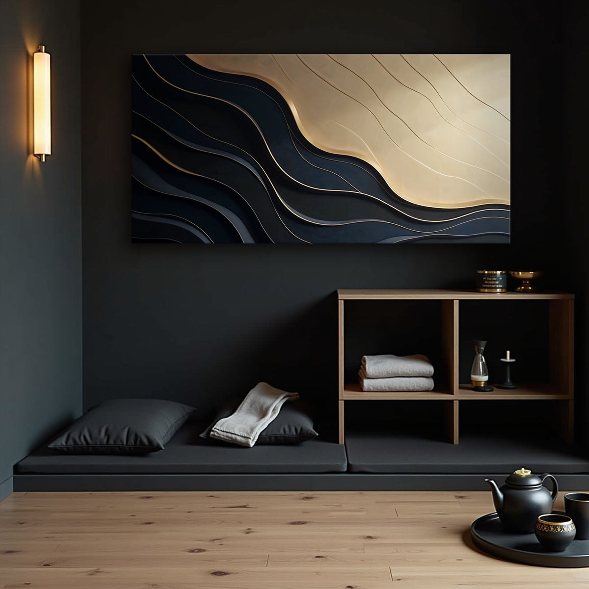 Black And Gold Minimalist Abstract VII by Tailored Canvases
