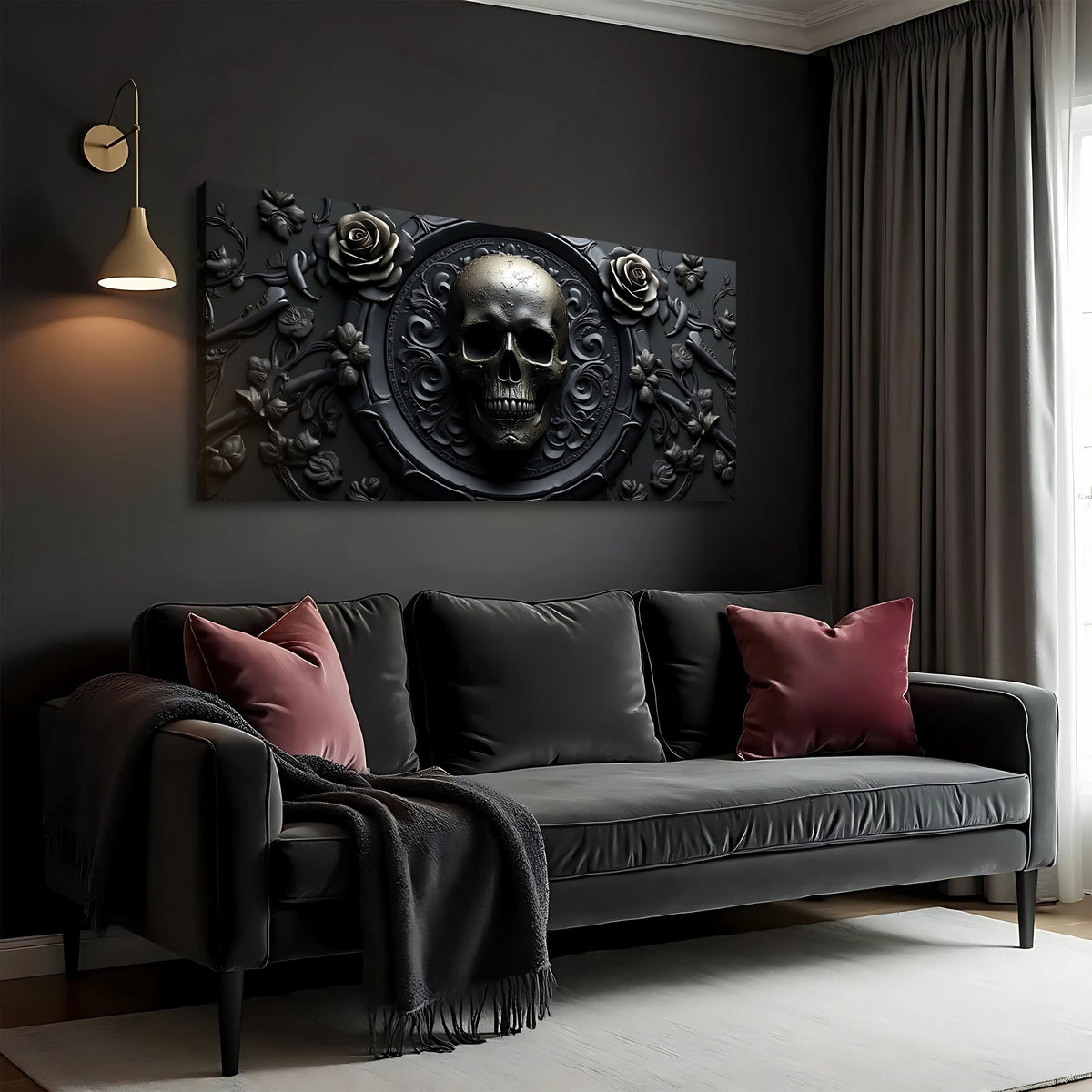 3D Rose and Skull Wall Art VI canvas by Tailored Canvases, view 4