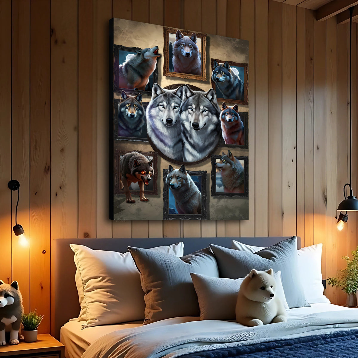 3D Wolf Collage Wall Art canvas by Tailored Canvases
