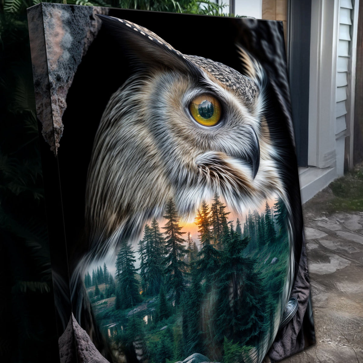 Owl Double Exposure Wall Art by Tailored Canvases