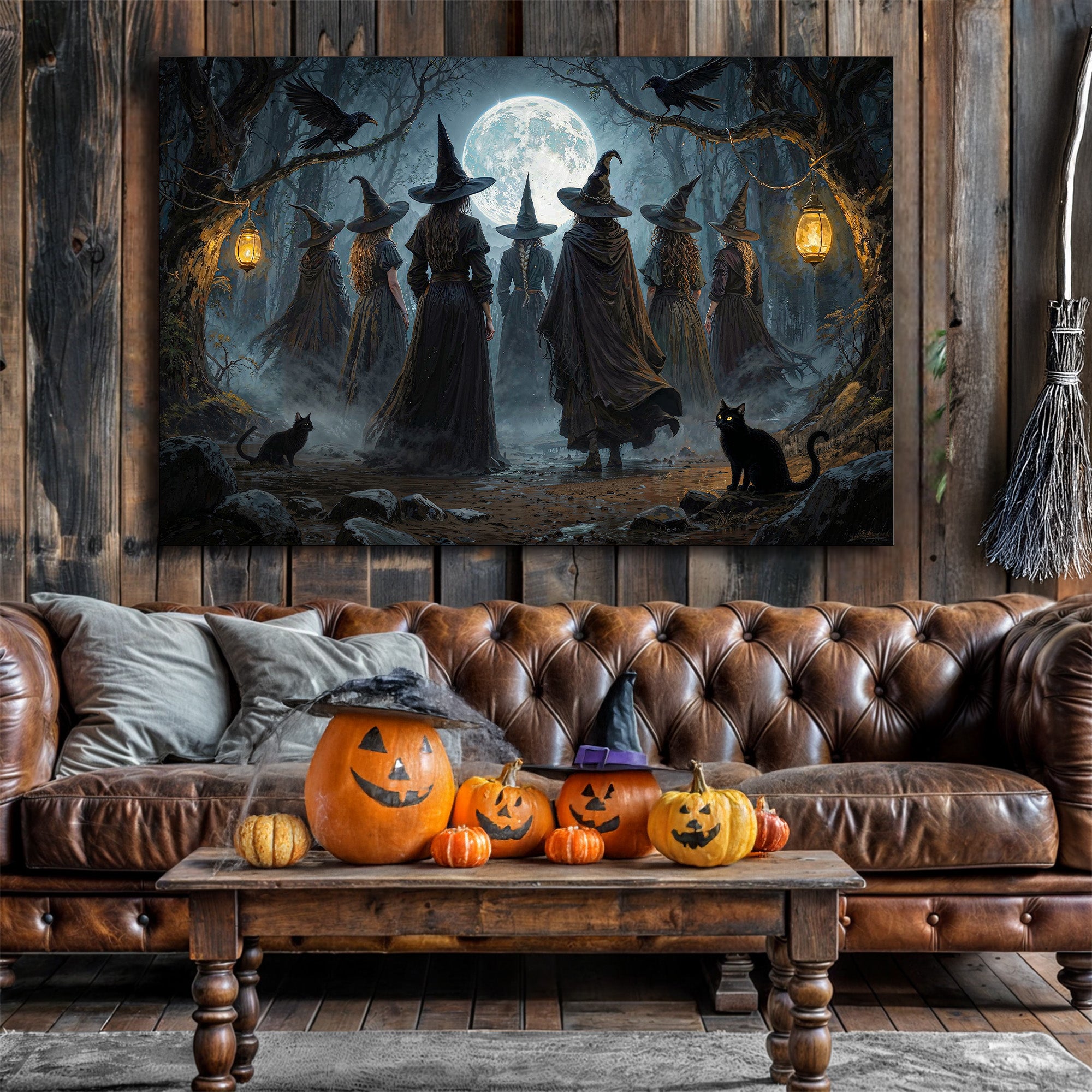 Coven of Witches Halloween Wall Art by Tailored Canvases