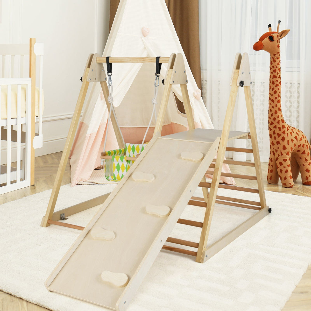 4-in-1 indoor jungle gym with baby swing and ramp by GBruno Store, view 3