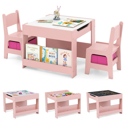 Kids Activity Table and 2 Chairs Set with Reversible Tabletop by DirectDeals